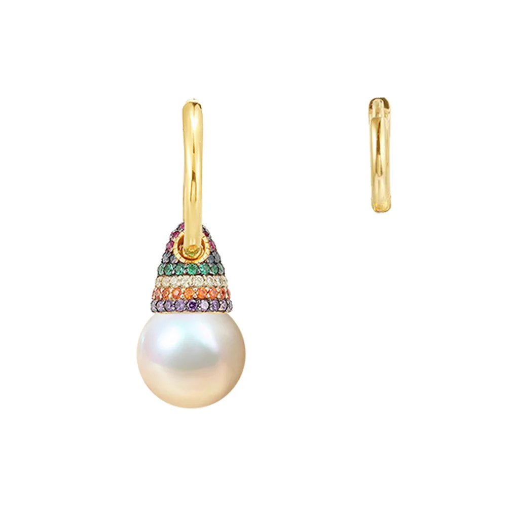 

New Baroque Asymmetry Pearl Crystal Rhinestone Earrings Vintage Gold Geometric Water drop Hoop Earring For Party Luxury Jewelry