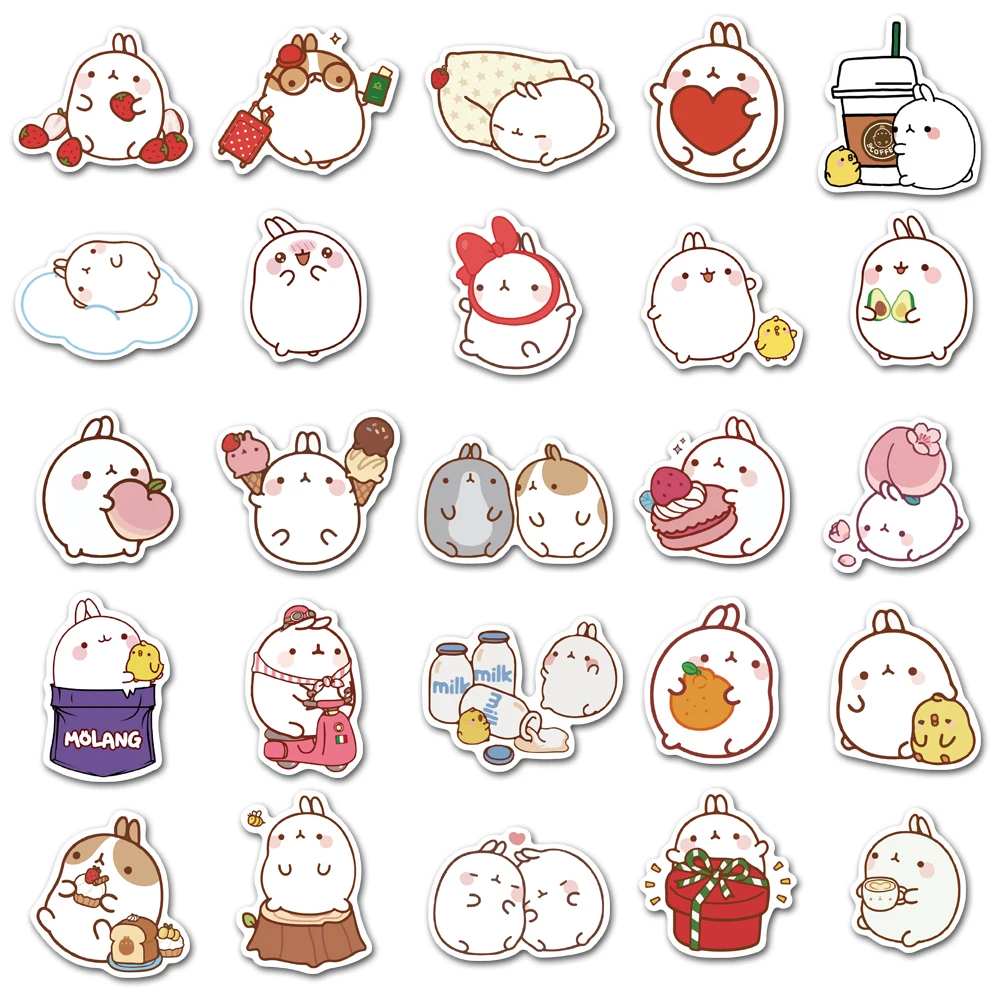50 шт. милые кролик моланг наклейки водонепроницаемые DIY мобильный телефон чехол