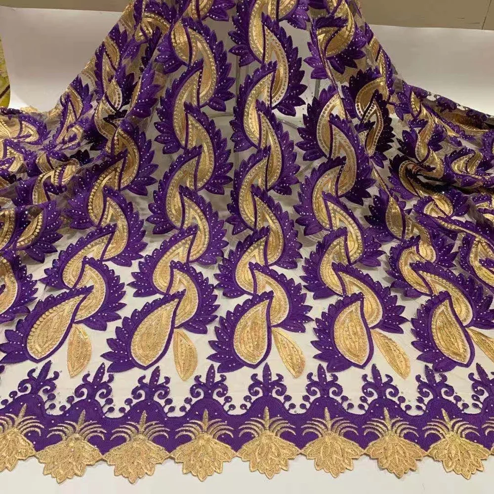 

Latest Purple African Cord Lace Fabrics 2020 High Quality French Tulle Lace Fabric Embroidery For Wedding Nigeria Guipure Lace