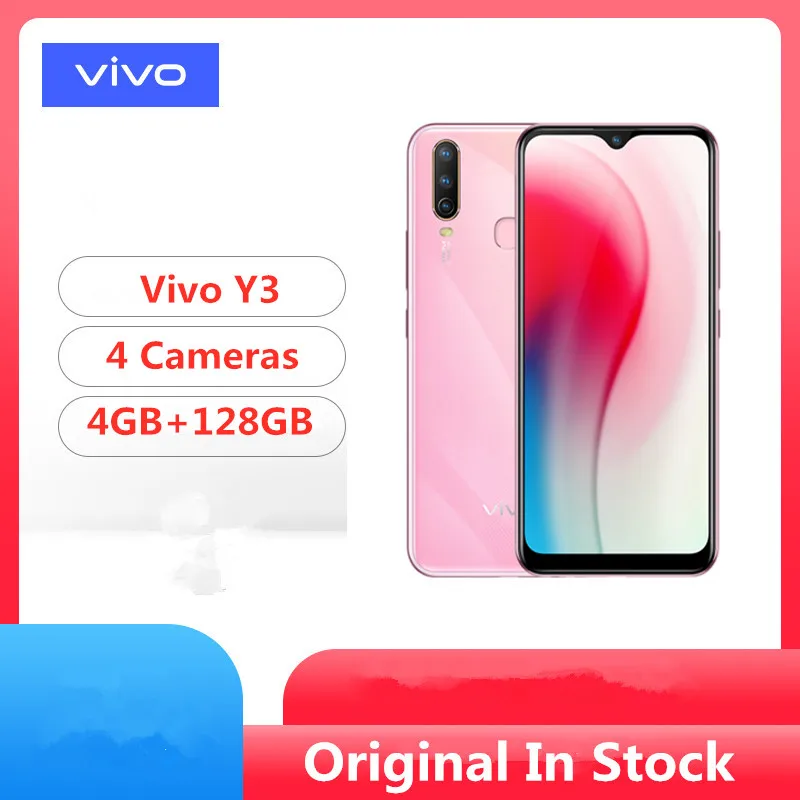 Vivo Y3 4G LTE мобильный телефон MTK6765 Восьмиядерный Android 9,0 6,3" 1544X720 4 Гб ram 128 ГБ rom 16,0 Мп отпечаток пальца 5000 мАч