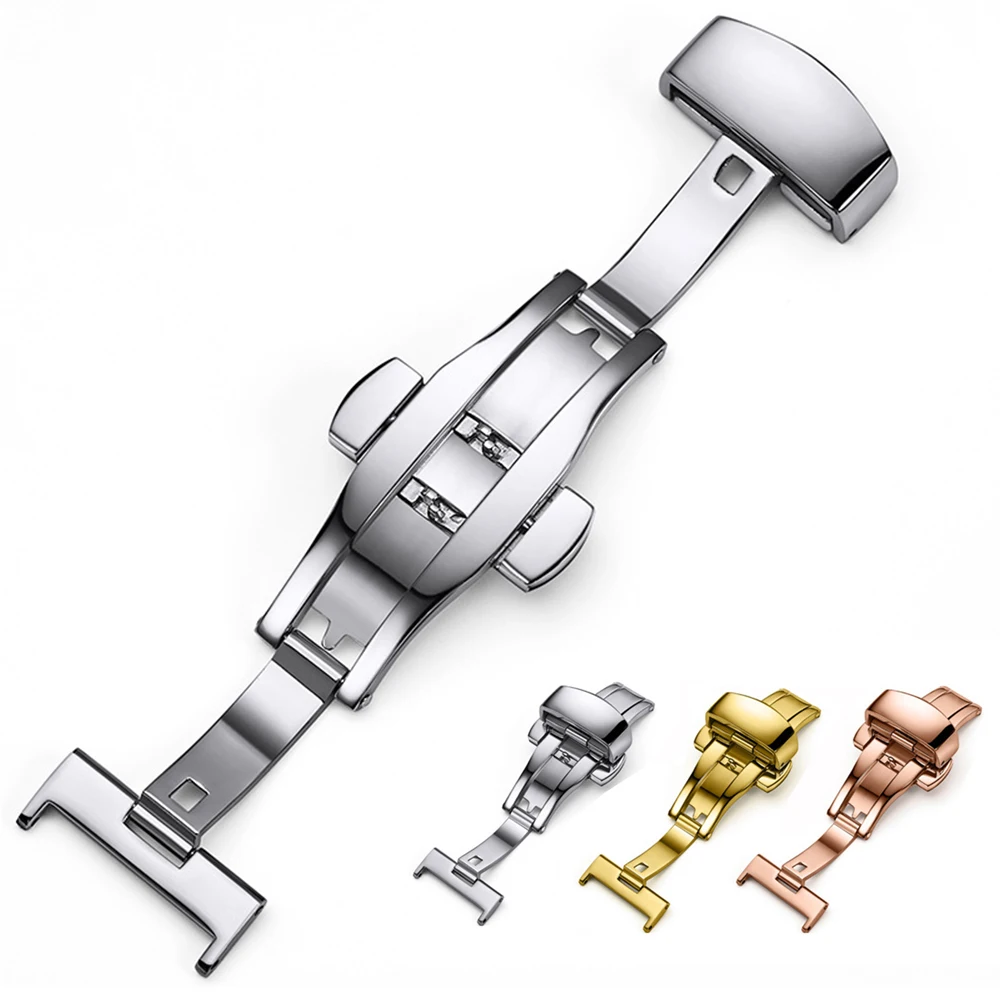 Stainless Steel Buckle for Watch Band 12mm 14mm 16mm 18mm 20mm 22mm Butterfly Deployment Clasp Automatic Double Push Button |
