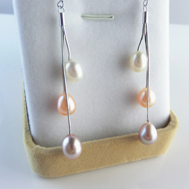 100% 925 пробы серебряные серьги с кисточками длинные из натурального пресноводного