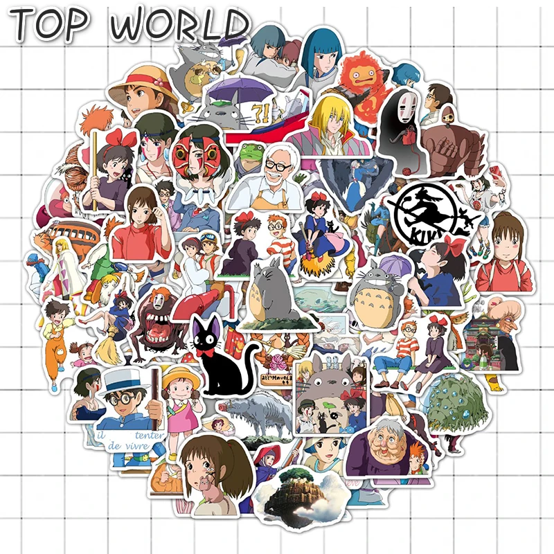 10/50Pcs/set Miyazaki Hayao Cartoon Totoro Anime Sticker For Kids Fashion Suitcase Moto Helmet Laptop Decals Case Luggage