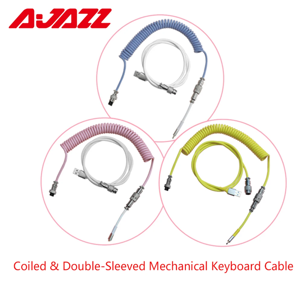AJAZZ AL60 спиральный и двойной рукав механическая клавиатура кабель под заказ Usb-порт кабель Авиатор спиральный кабель для механической клавиатуры - изображение
