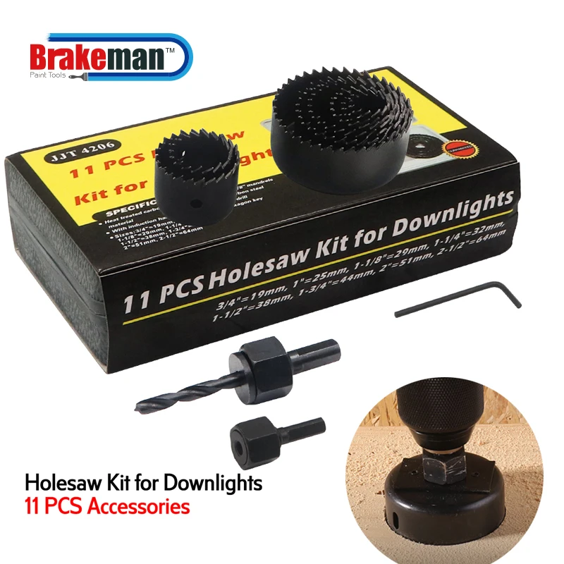 

BRAKEMAN Woodworking Hole Saw Set Drill Bit 11pcs 19-64mm Carbon Steel Hole Saw Blades For Different Wood Hole Drilling