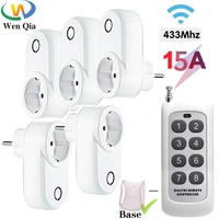 wireless electric sockets switch with remote control 433 mhz switch eu french standard plug 85v 265v 15a for all home automation