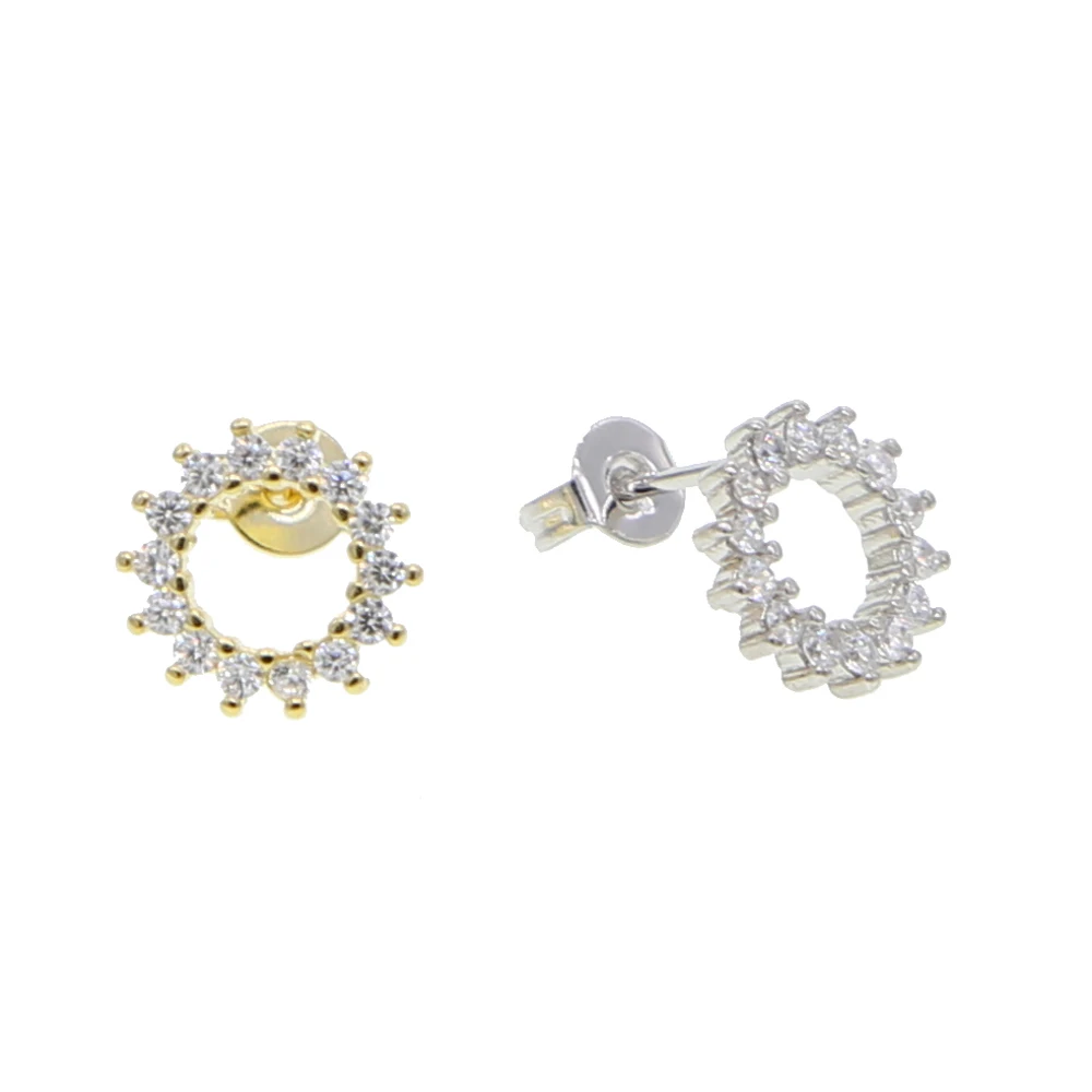 Женские серьги-гвоздики с фианитами серьги блестящими подсолнухами винтовой