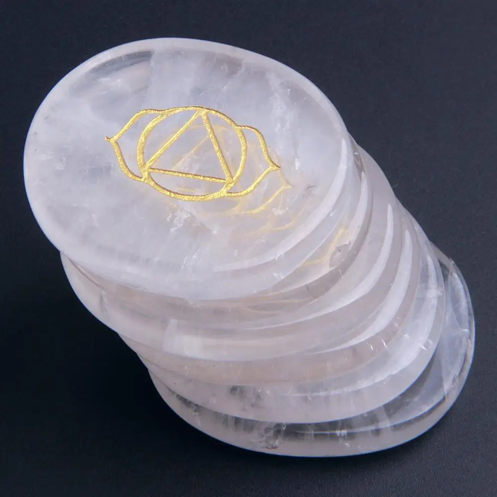 Натуральный лечебный прозрачный кварцевый кристалл полированная гравировка
