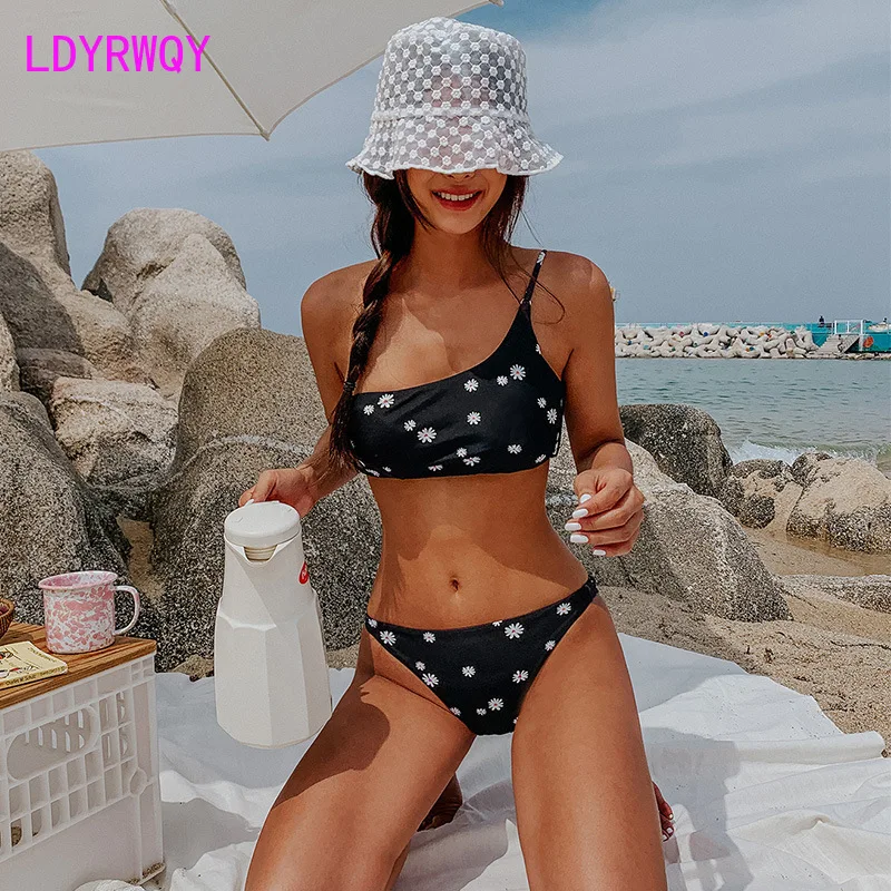 

LDYRWQY новый европейский и американский сексуальный купальник бикини на одно плечо с цветочным рисунком