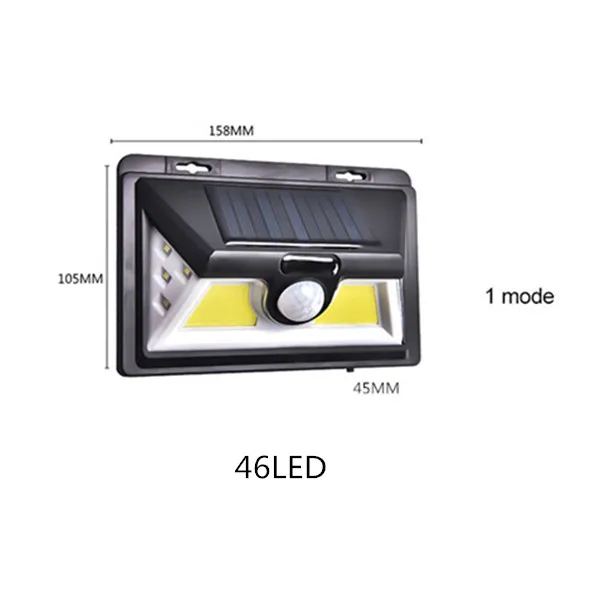 COB 46led 1mode Солнечная лампа светодиодный настенный солнечный светильник Открытый охранный светильник ing Ночной светильник с датчиком движения детектор для сада задняя дверь шаг - Испускаемый цвет: COB 46led 1mode