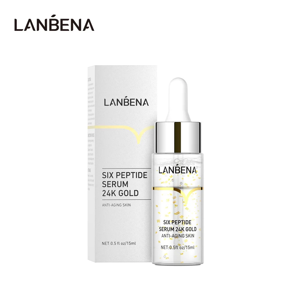 LANBENA 10 шт. с покрытыем цвета чистого 24 каратного золота шесть сыворотка пептидами