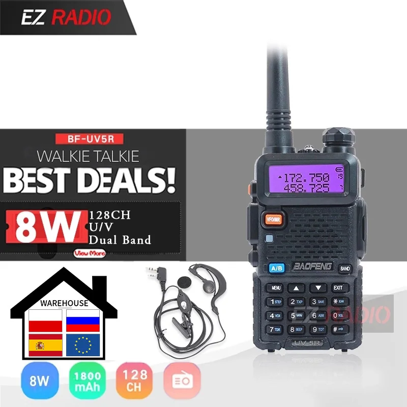 8 Вт UV 5R иди и болтай Walkie Talkie “иди 10 км двухполосный Baofeng UV5R Ham радио UHF VHF