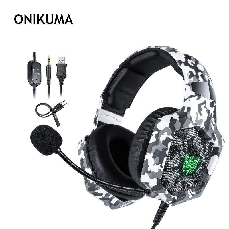 Проводные Игровые наушники ONIKUMA K8 камуфляжная стереогарнитура с микрофоном и
