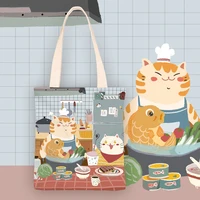 cats shopper with anime bag dinner canvas tote bag totebag handbag top handle bags shopping bags for women shopping and other