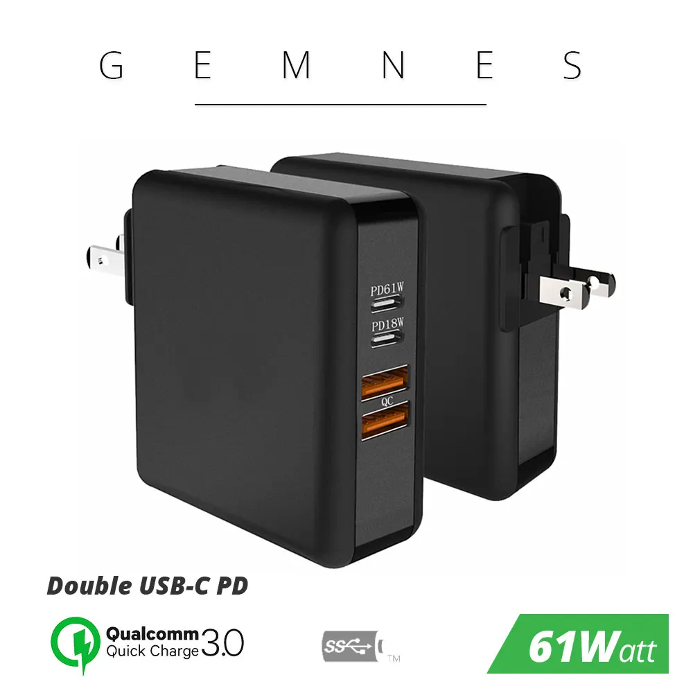 Зарядное устройство USB Type C с поддержкой QC 3 0 61 Вт для iPhone iPad HP Dell Samsung S10 A50