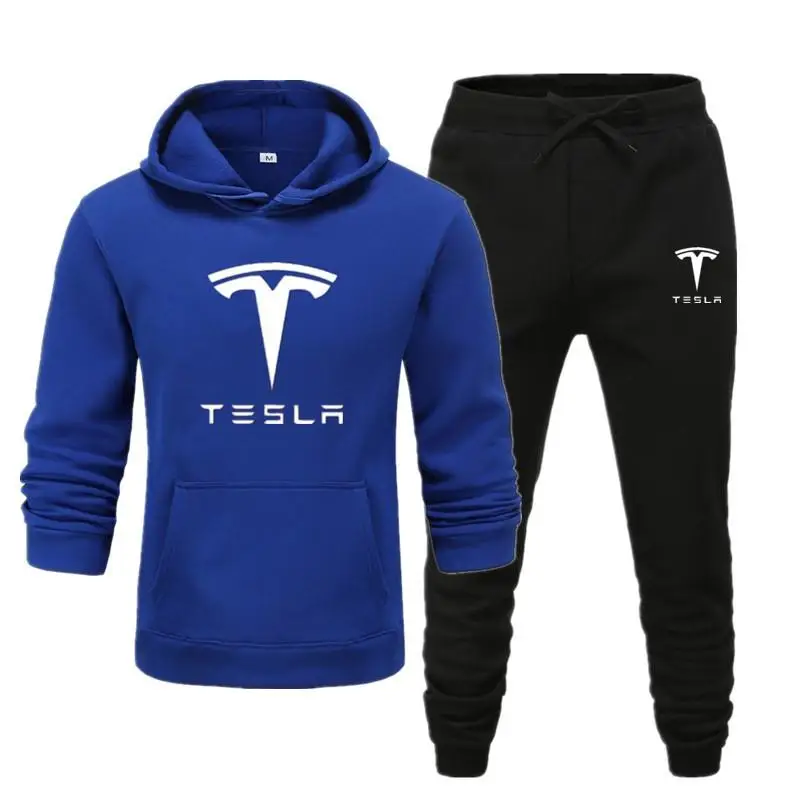 

2021 Car Logo Sweatshirt Club Set Tesla Hoodie Men and Women Casual Fleece Hoodie Men + Hip Hop Pants Hoodie Sports Suit