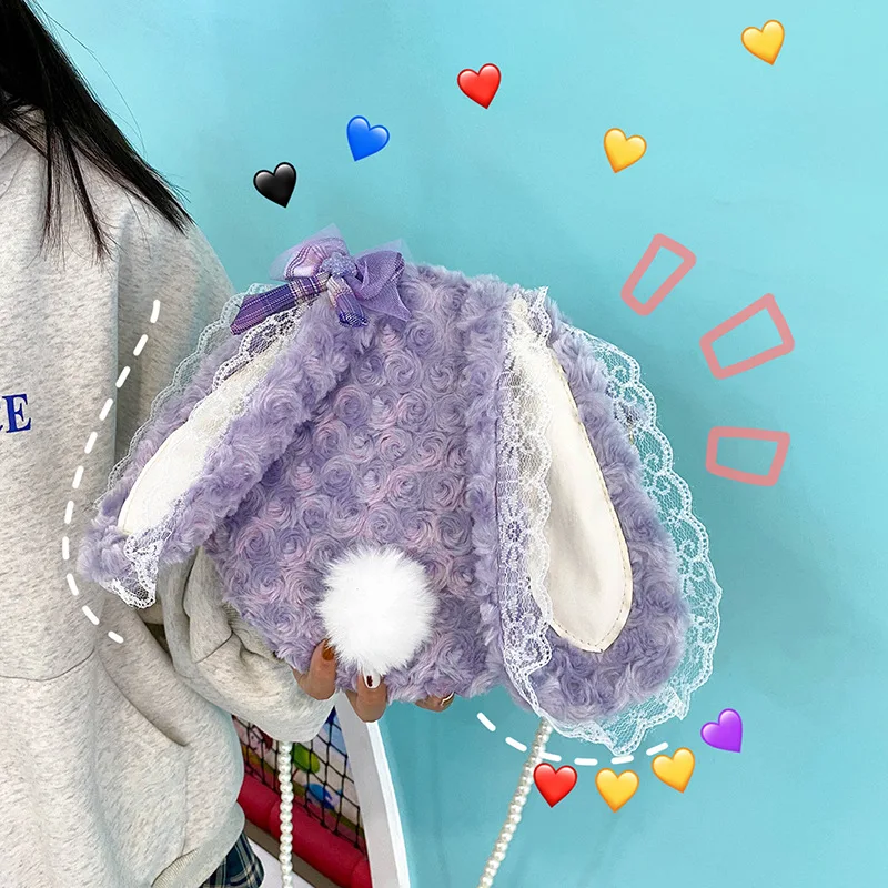 

Women Shoulder Bag plush Crossbody Bag Girl rabbit ear Messenger Bag Designer cute Bag Lady Handbag