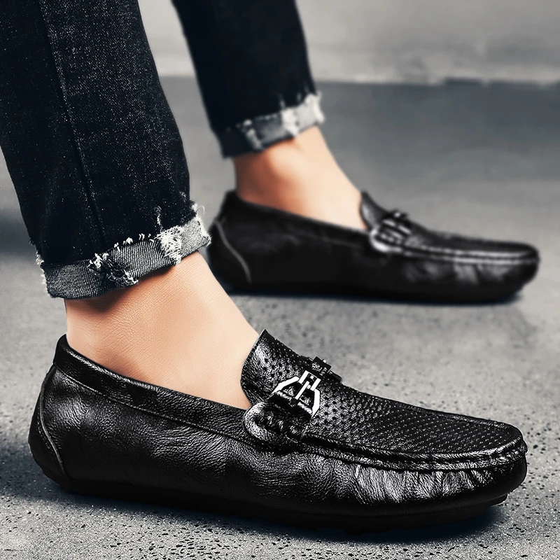 Летние модные мужские мокасины для вождения уличные лоферы мужская повседневная