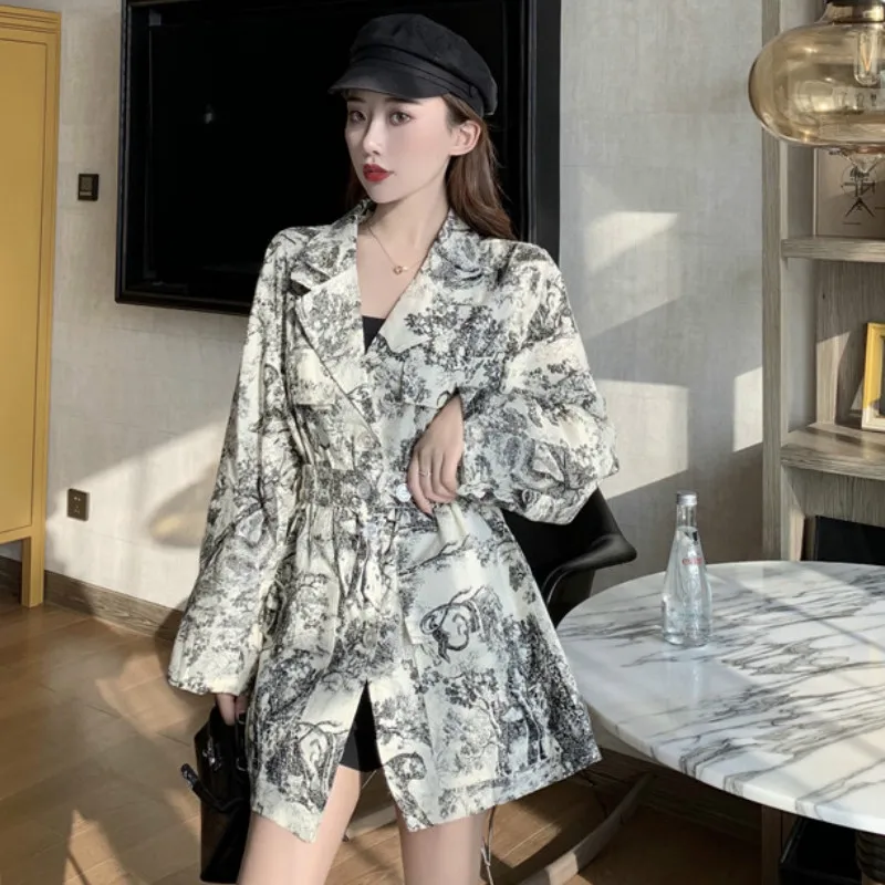 Korobov Vintage Print Pattern Women Blouse Korean Long Sleeve Autumn New Sashes Slim Shirt Turn-down Collar Blusas 78928 |