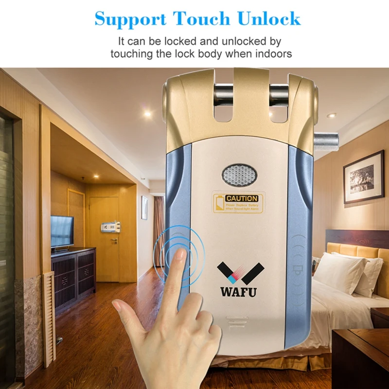 

Wafu Wf-010 Wireless Electronic Door Lock Keyless Invisible Intelligent Lock With Press Locked&Unlock Button 4 Remote Control