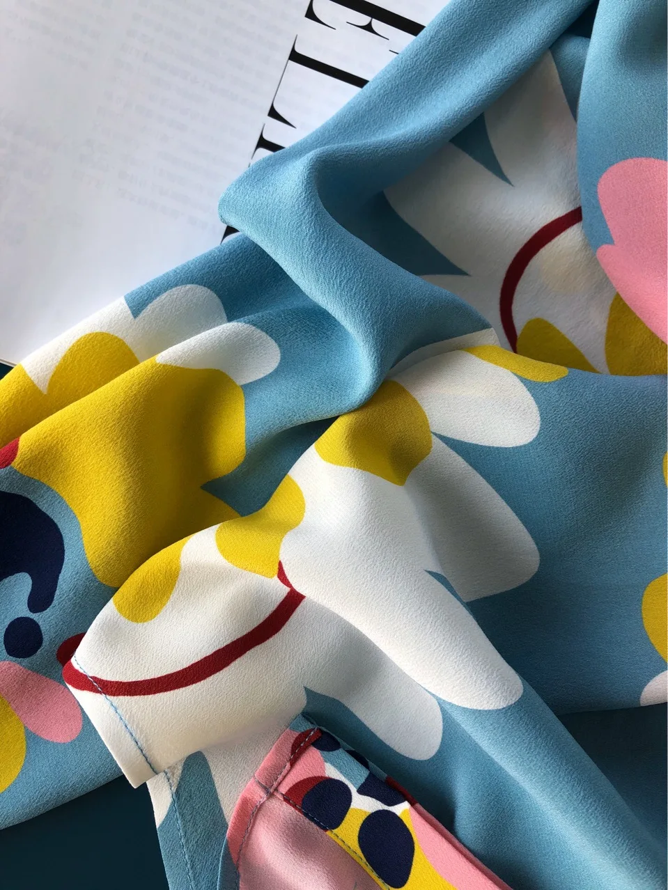 Женская рубашка 2020 Ранняя весна новая синяя шелковая с длинным рукавом | одежда