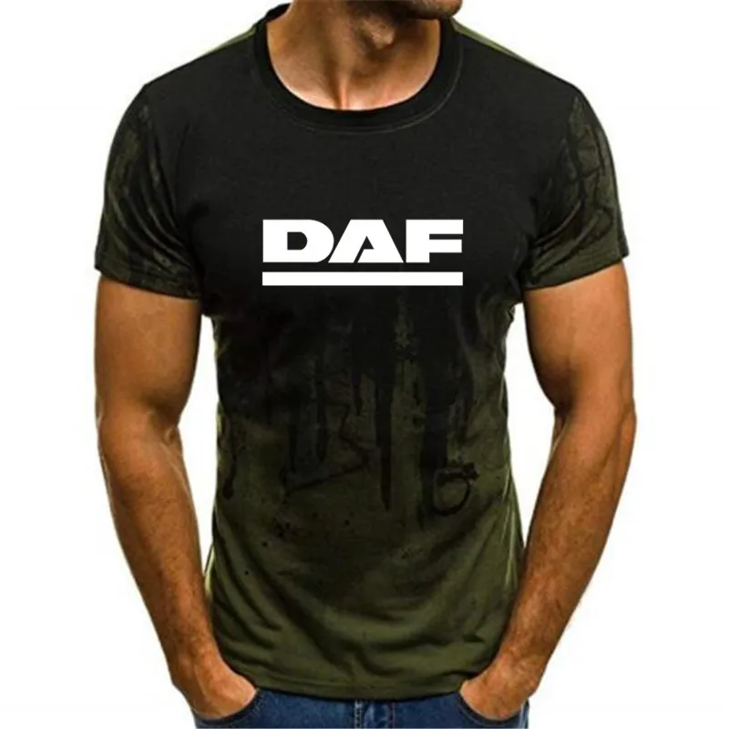 Градиент чернила унисекс Повседневная DAF грузовик автопогрузчиков мужская майка
