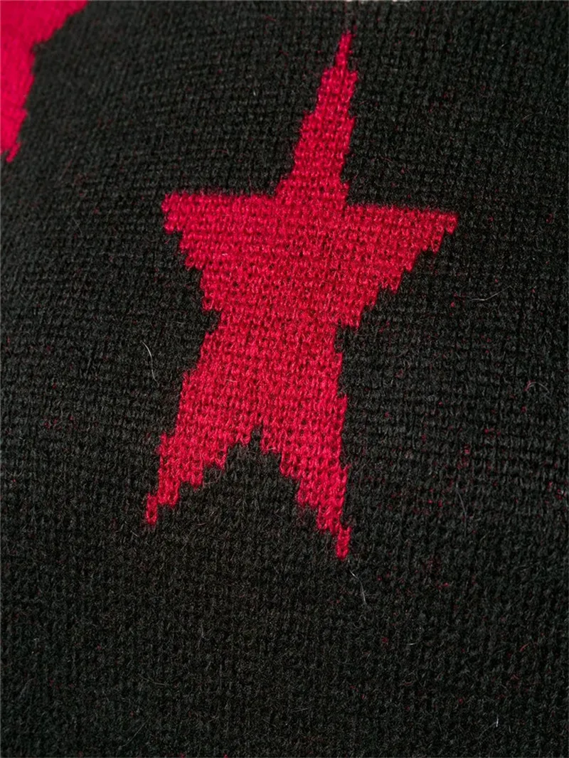 Женский вязаный свитер со звездами свободный трикотажный джемпер с длинным