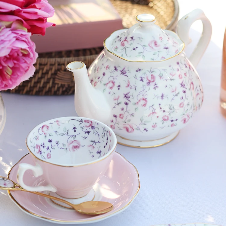 Европейский стиль Костяной фарфор деревенский ретро набор кофейных чашек блюдца