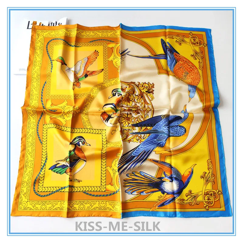 

KMS Mandarin Ducks twill silk big square scarf shawl mulberry-silk scarf shawl 90*90CM/50G