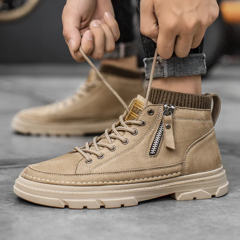 

Men Casual shoes lace up Footwear Leather Casual Men Shoes outdoor fashion Mens Walking Shoes Comfortable Flats Shoes For Man