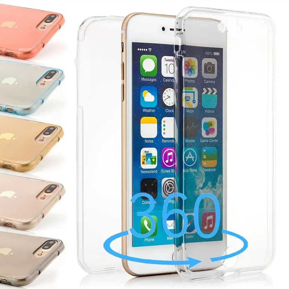 

360 Double Silicone Phone Case For iPhone 11 Pro XR X XS Max Shockproof TPU For iPhone Apple 7 8 6 6s 5 5s SE Plus Cover Cases