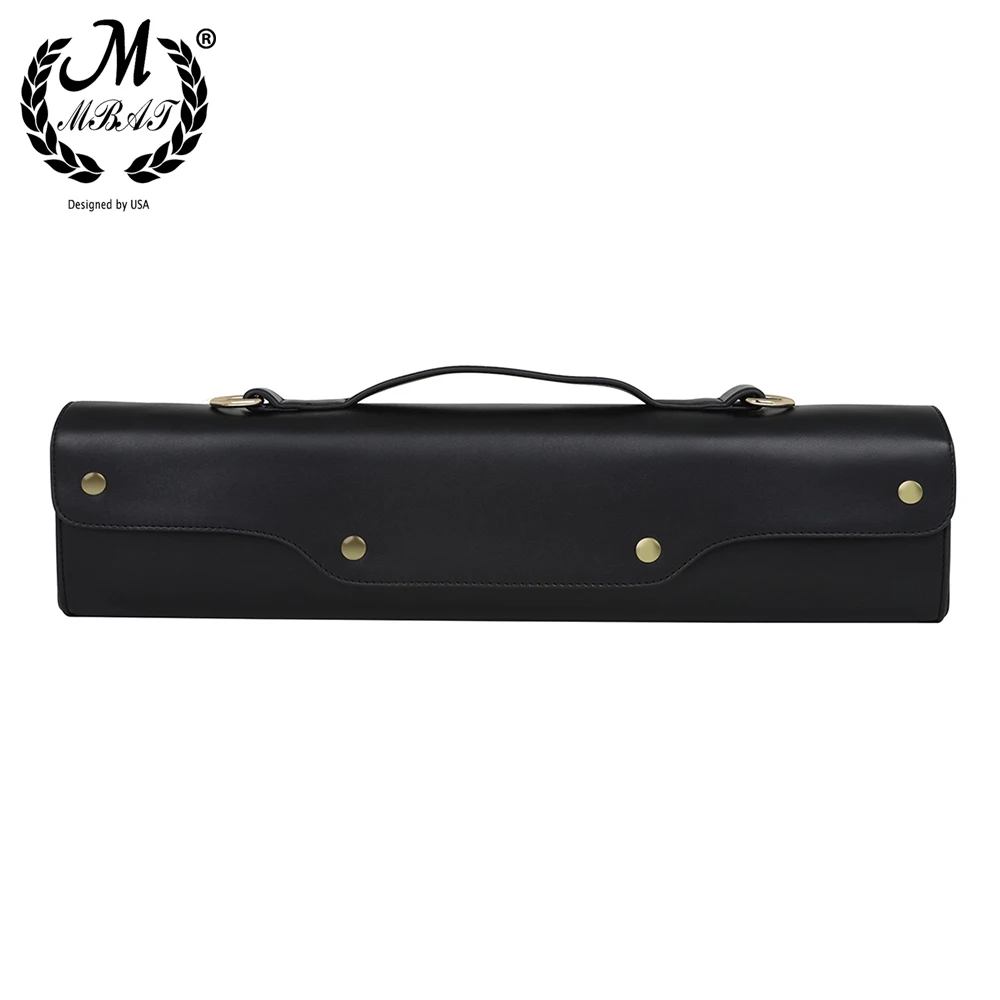 

M MBAT Water-Resistant Flute Storage Bag Synthetic Leather Flute Case Adjustable Shoulder Strap Musical Instrument Accessories