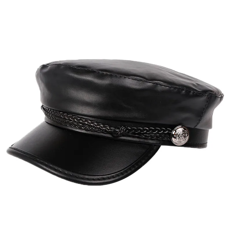 Кепка женская кожаная черная на осень/зиму 2020 | Аксессуары для одежды