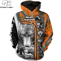 animal bear hunter art 3d all over printed men hoodie harajuku fashion sweatshirt unisex casual jacket pullover sudadera hombre