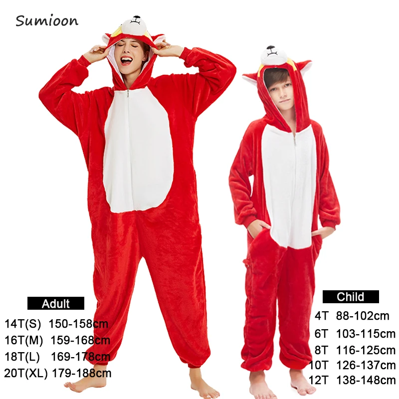 Red Кигуруми Единорог пижамы животных панда Onesie мальчиков девочек женщин мужчин взрослых мультфильм косплей пижамы зимние пижамы детские комбинезоны - Цвет: Red