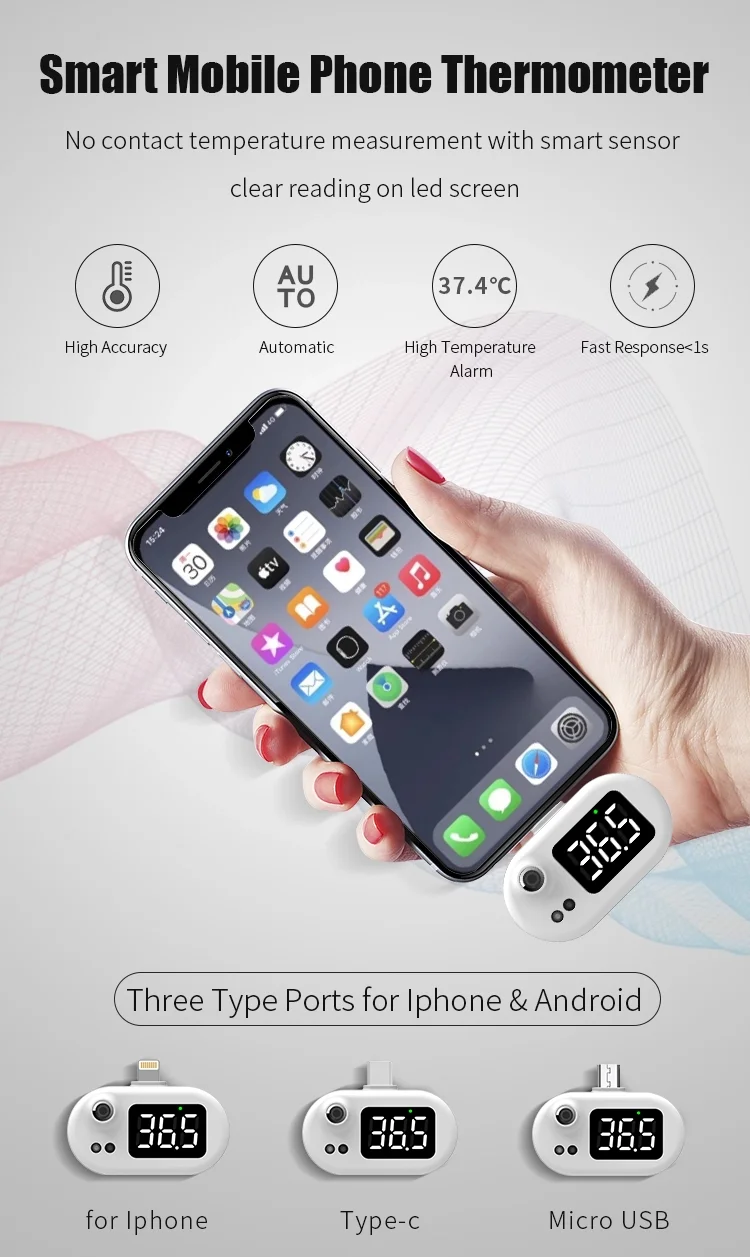 

Top-Inmax Store FOLLOW 22Followers Top-Inmax Usb Smart Mobile Phone Thermometer Portable Mini Cell Phone Connect Thermometer