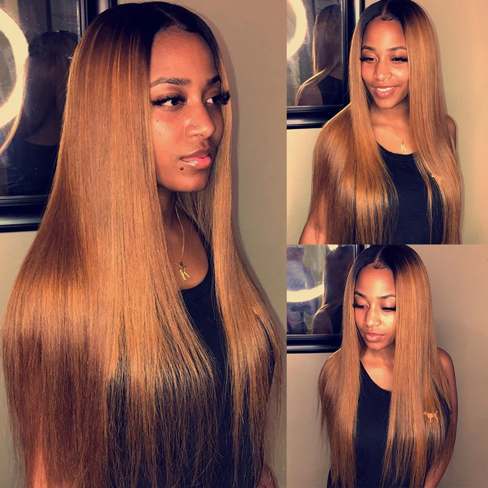 Парики из человеческих волос 1B/30 # с эффектом омбре T Part парики на шнуровке спереди