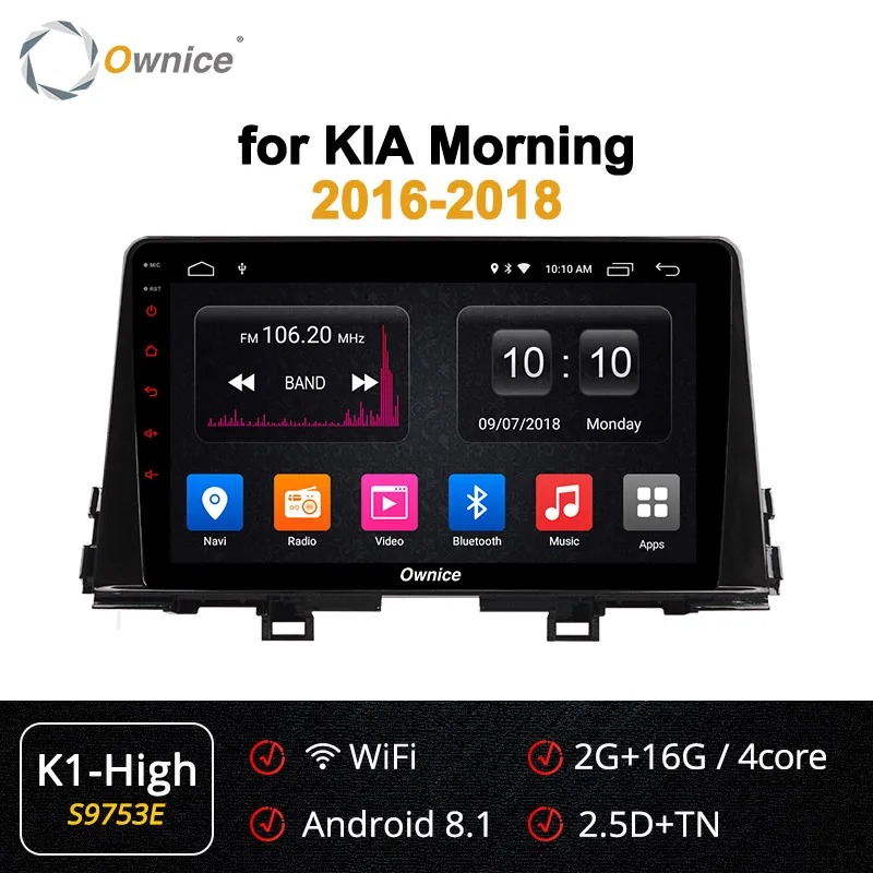 Ownice K2 K3 K5 K6 Android 9,0 автомобильный Радио dvd-плеер для KIA PICANTO MORNING 2 Din Стерео gps 360 панорама DSP - Цвет: S9753 K1-High