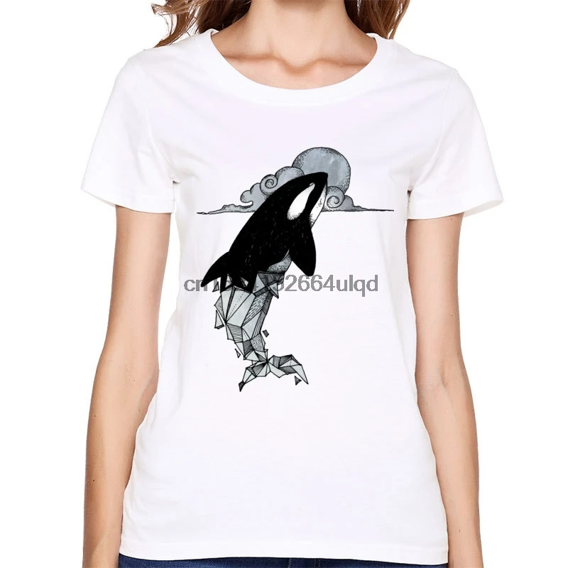 Женская футболка с изображением морского Кита высокое качество полностью хлопок