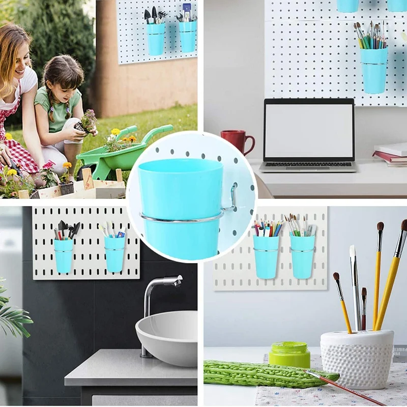 

5 Sets Pegboard Hooks with Pegboard Cups Ring Style Pegboard Bins with Rings Pegboard Cup Holder Accessories