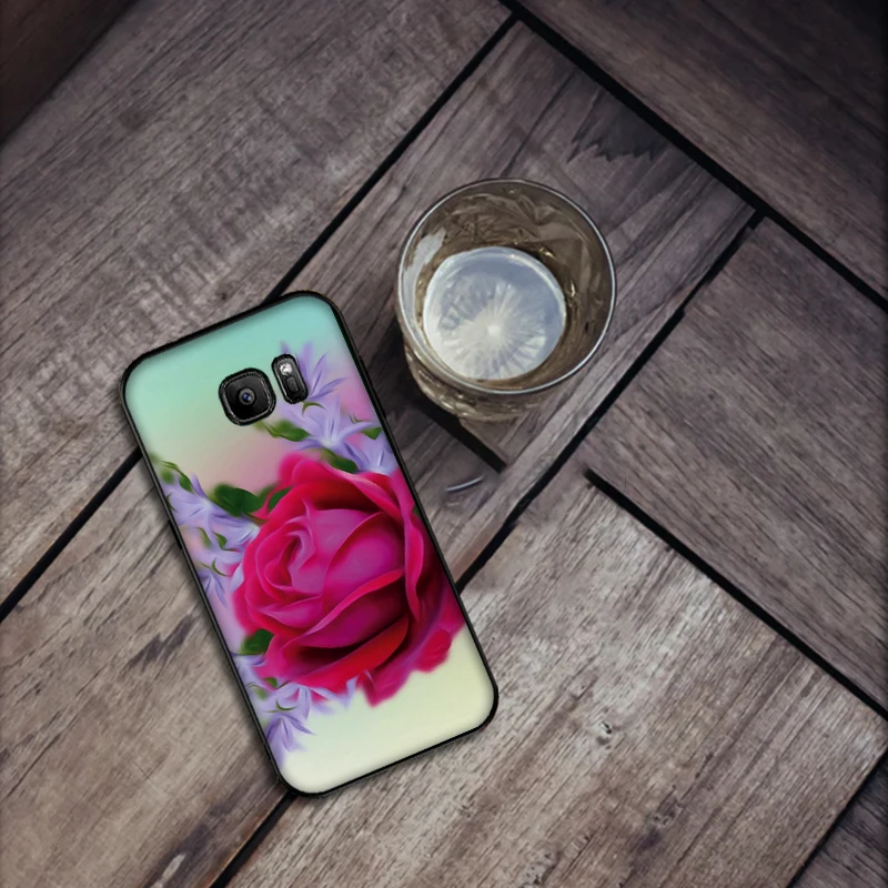 Роскошный черный чехол для Samsung Galaxy S6 S7 край S8 S9 S10 PLUS NOTE 8 9 M10 20 30 крышка Роза цвета: