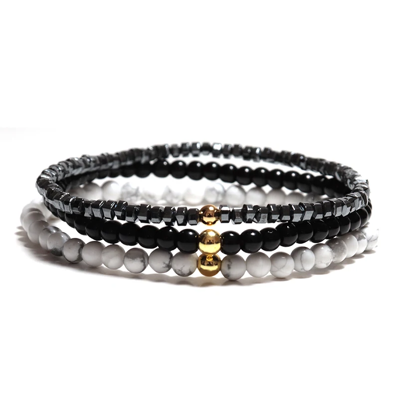 3 шт. мужские браслеты из гематита 4 мм | Украшения и аксессуары