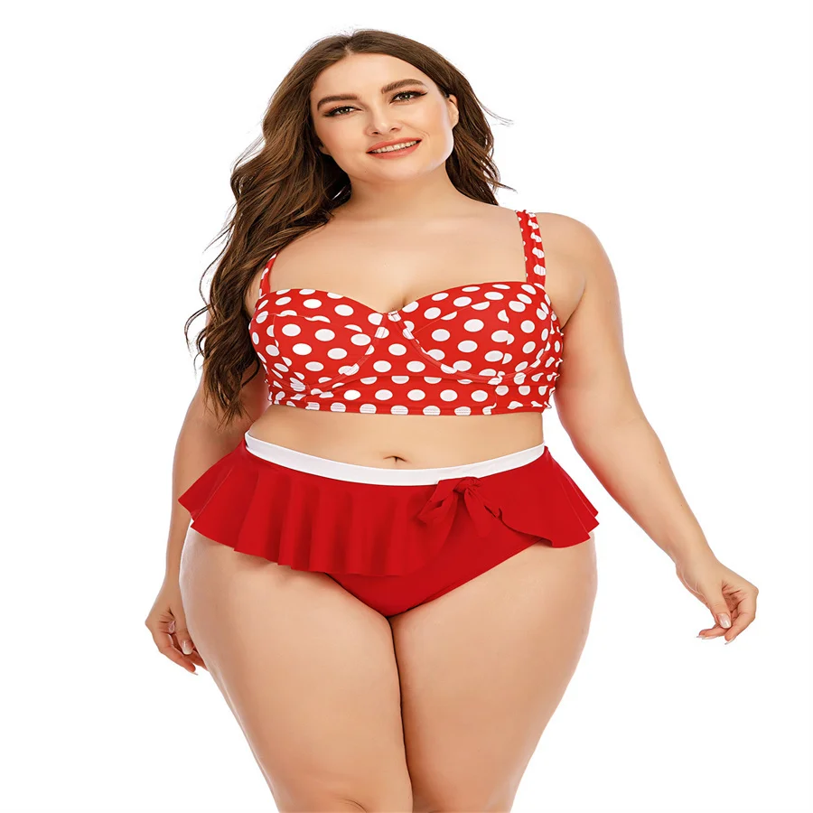 

Summer Plus Size 5XL Swimwear Swimsuits for Women Sexy 2 Pieces Bathing Suits Candy Color Dots Design Beach Wear Clothing Woman