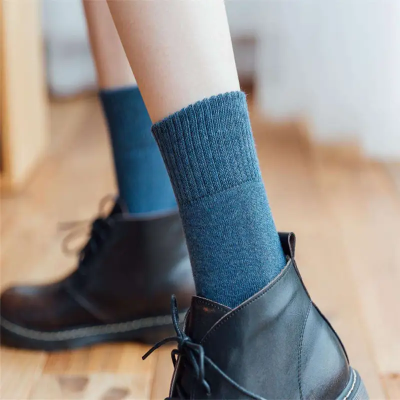 

Women Solid Color Mid Socks Casual Comfortable Warm Ladies Long Ankle Socks