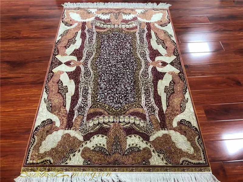 Koop 4X6 Voeten Zijde Tapijt Woonkamer Koffietafel Tapijt Slaapkamer Bed Mat Yoga Tapijten Rode Strip Kleur Tapijt