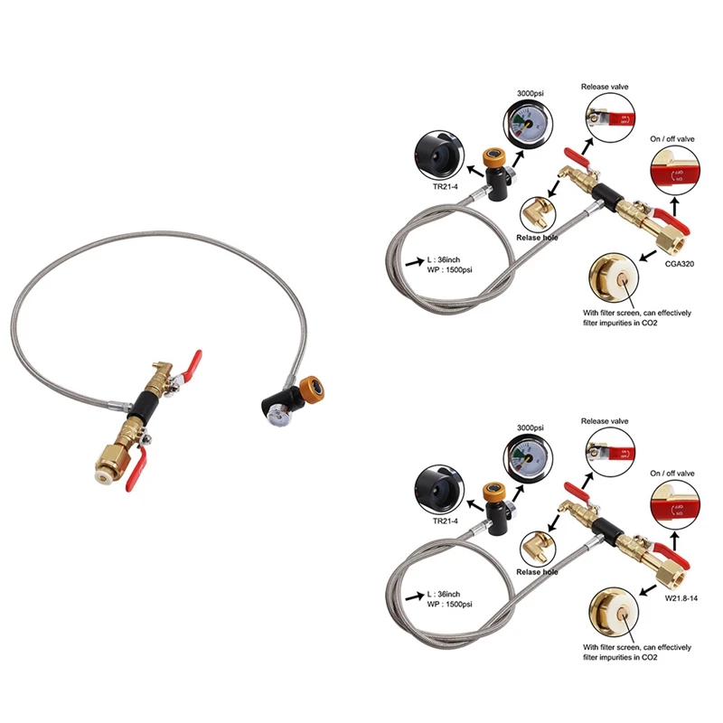 

CO2 Cylinder Refill Adapter Bottle Connector CO2 Tank Soda Maker Accessories with Hose for Filling Soda Tank