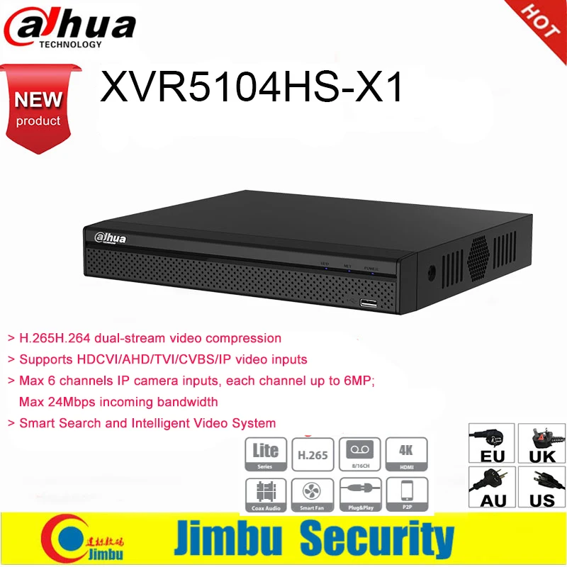 Цифровой видеорегистратор Dahua XVR XVR5104HS-X1 4ch до 6MP H.265 H.264 Smart Search Penta-brid 1080P IVS