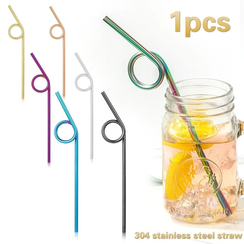 3 шт многоразовые креативные Corlorful металлическая соломинка изгиб круг соломы 304