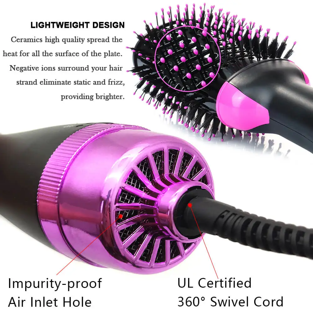

Pro 4 in 1 Curler One Step Hair Volumizer Salon Dryer Styler Hot Heat Air Comb Straightener Brush Negative Ion Generator Tools