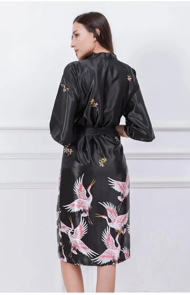 Lady Print Nightwear Home Clothing Burgundy Sleepwear Intimate Lingerie V-Neck Casual Bathrobe Gown Sexy Nightgown